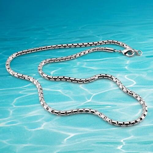Men Chain 5MM 925 Sterling Silver Necklace,Fashion Box Chain Snake Shape Design,Mens Popular Jewelry Man Necklace