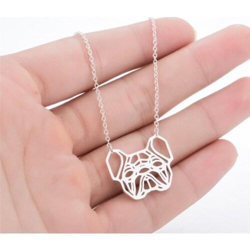 French Bulldog Necklace Bulldog Big Dog Necklace Pendant Origami Cute Cute Animals Geometric Dog Collar Bone