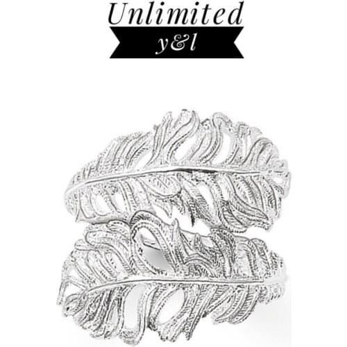 Feather Open Rings Trendy Style Silver Fashion Good Jewelry for Women and Men Love Gifts