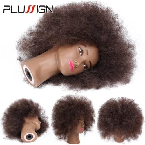 Plussign Wig Head Hairdressing Mannequin Training Head Afro Mannequin Heads for Salon Hair Practice Styling African Dummy Head