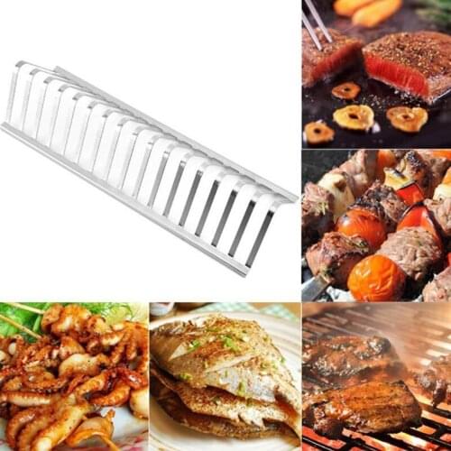 Chicken Beef Ribs Rack Grilling Basket, Stainless Steel Non-Stick Rib Roast Rack for Grilling & Barbecuing