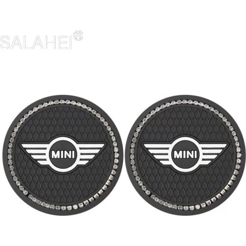 2pcs Car Diamond Water Cup Coasters Storage Mat For BMW Mini Cooper JCW F54 F55 F56 F57 F60 Anti-slip Pad Interior Accessories
