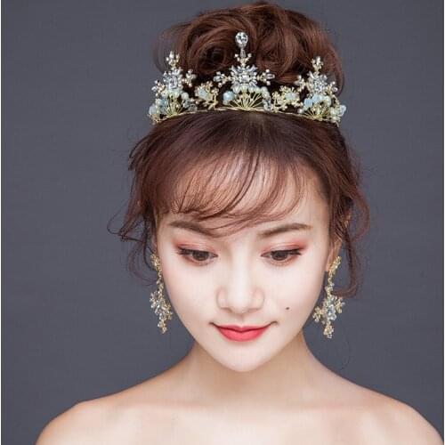 Luxury Rhinestone Crown Baroque Cross Handmade Crown&earrings sets Bridal Wedding crystal Princess crown Headdress Jewelry Sets