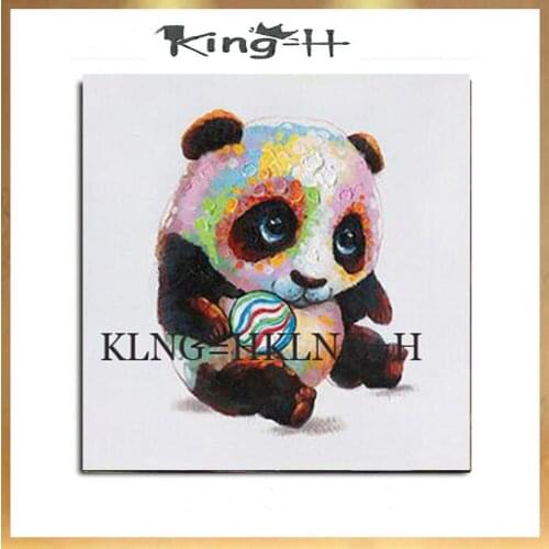 Hand-painted Oil Painting Decorative Painting Cartoon Animal Cute Panda childrens Room Paintings Painted Bedroom Creative Combi