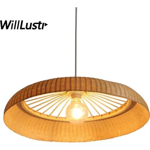 Hand Knitted Bamboo Pendant Light Wood Suspension Lamp Cafe Bistro Hotel Hotpot Restaurant Teahouse Creative Hanging Lighting