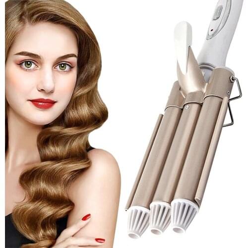 Kemi Professional Hair Curler Wand Electric Curling Iron Ceramic Triple Barrel Deepwave Hair Styling Tools Egg Roll Hair Stick