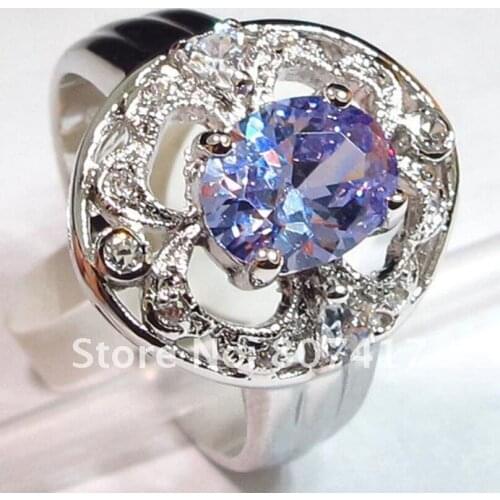 SHUNXUNZE Engagement Wedding Rings For Women Christmas Decorations Purple Cubic Zirconia Low Price Rhodium Plated R427 size 8 9