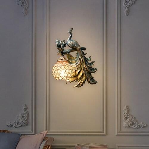 Modern Vintage Peacock Wall Lamps for Living Room Creative Led Sconce for Dining Room Wall Lights Indoor Decor Wall Sconce Lamp
