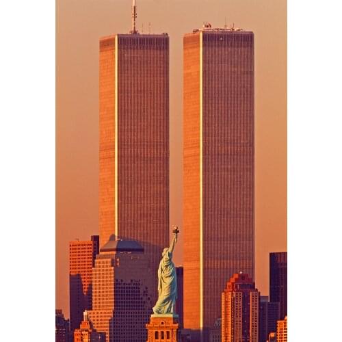 Statue of Liberty Between Twin Towers World Trade Art Film Print Silk Poster Home Wall Decor 24x36inch
