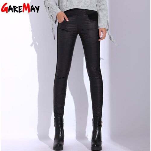 Warm Womens Trousers Winter 2020 New Winter Pants Women White Color High Waist Duck Down Pants For Women Female Thick GAREMAY