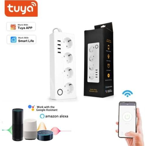 Tuya Smart WiFi EU UK Plug WiFi Mobile Phone Remote Control Timing Smart Socket Supports Alexa Google Home Voice Control