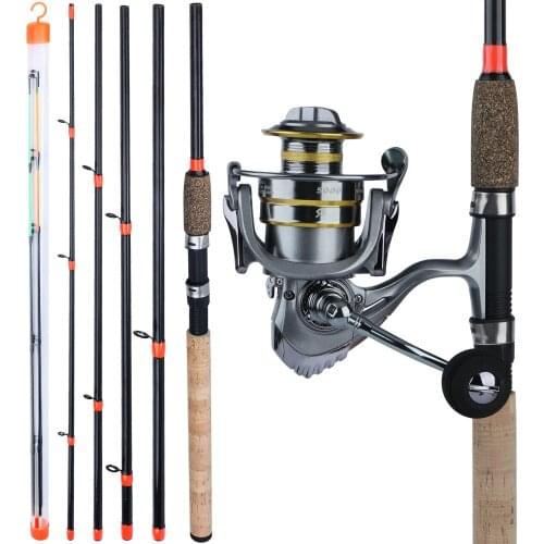 Sougayilang 3m Feeder Rod Combo 6 Section M H L Power Carp Fishing Rod and 13+1BB 1000-5000 Series Fishing Reel with Spare Spool