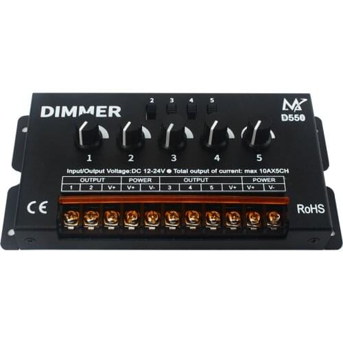 VIPMOON DC5-24V RGBW RGBWW LED Dimmer Controller for 5050 RGBW RGBWW LED Strip Light 10A*5CH D550