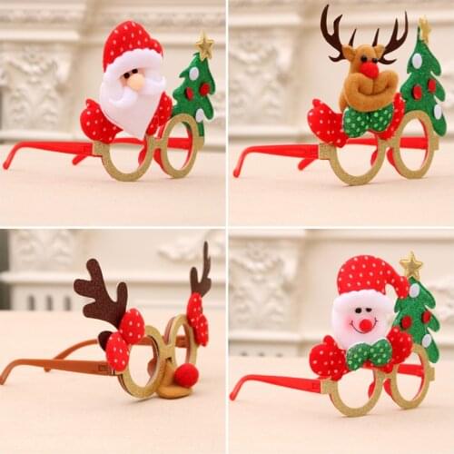 High Quality Christmas Eyesglasses With Old Man Snowman Deer Bear Antlers Carton Pattern For Party Gift