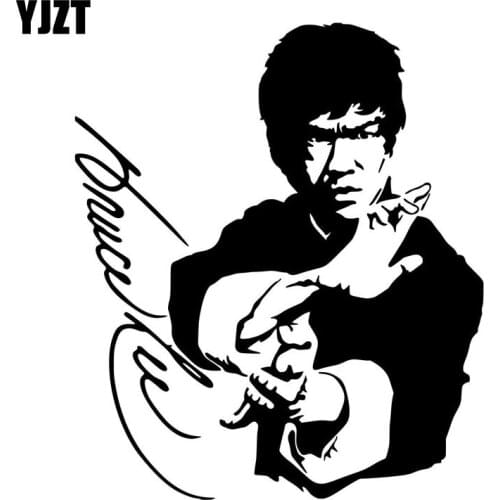 YJZT 13.7CM*16CM Bruce Lee Autograph Car Sticker Vinyl Decal Black/Silver C3-0051