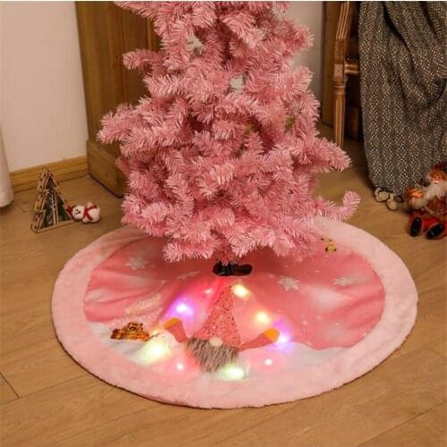 Christmas Tree Skirt Cartoon Dwarf Print Tree Skirt with Light Festival Decorations for Home Office Christmas Tree Decorations