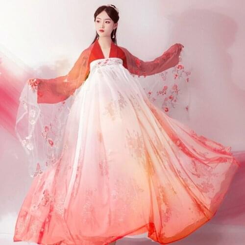 Woman Chinese Traditional Hanfu Tang Suit Dance Performance Costumes Embroidery Oriental Ancient Dynasty Princess Dress DWY2799