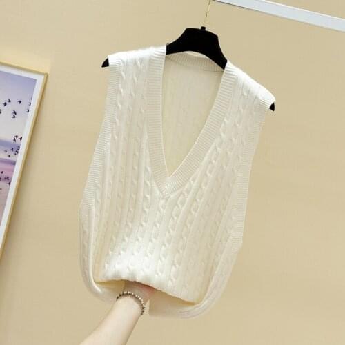 2021 spring and Autumn New Korean Pullover vest sweater womens loose waistcoat sleeveless vest fashion