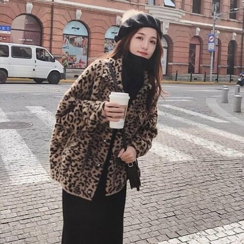 2019 Women Korea Style Leopard Cardigans Autumn Single Breasted Short Knitted Sweater Coat Loose Sweaters Jumper Femme AA5202