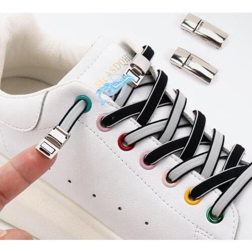 1Pair New Magnetic Shoelaces Flat Double sided Sneakers Lace No tie Shoelace For Kids Adult Lazy Quick Press Lock Shoe Strings