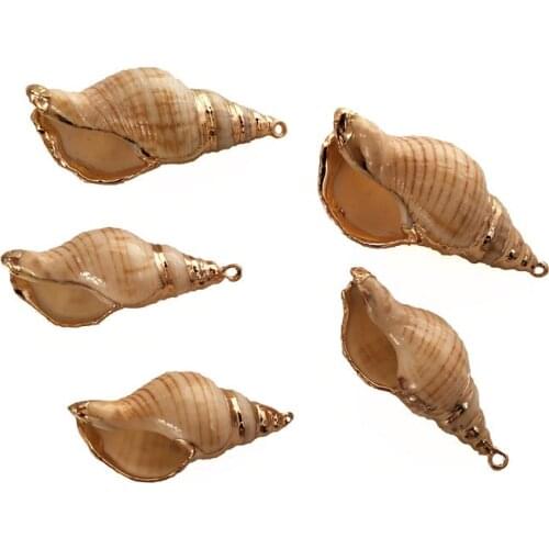 20 pcs Natural Shell Beads Electroplate Conches Cowries For Bracelet Connector Charms Necklace Jewelry Making DIY Findings