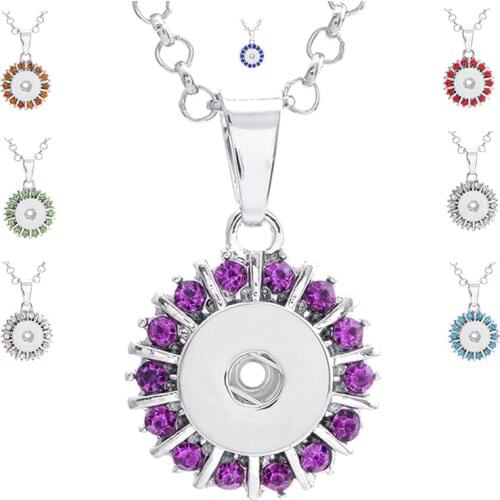2016 Fashion Vintage Snap Pendant Necklace Rhinestone 12mm Snap Button Jewelry For Girl Women Accessory Wholesale ZJ081