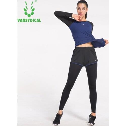 2018 Vansydical Yoga Suit Womens Sports Suit Autumn And Winter Pants Fitness Clothes 2pcs GYM Running Sweater Sportswear