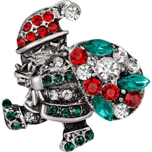 30pcs/lot Santa Claus Brooch Rhinestone Custom Christmas Brooch Christmas Santa Claus Brooch Pin