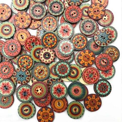 50pcs Painted Gear Wood Buttons for Handwork Sewing Scrapbook Clothing Crafts Accessories Gift Card