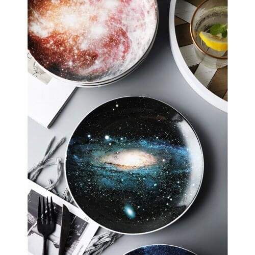 Ceramic plate Household food tableware porcelain plate steak dish Nordic star sky plate dessert salad cake plate tableware