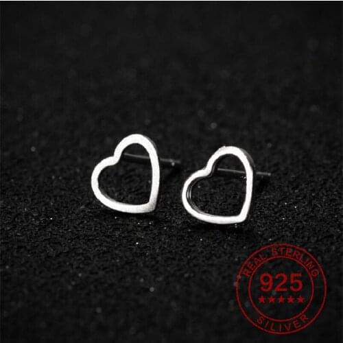 925 Sterling Silver Hollow Heart Stud Earrings for Women Children Everyday Jewelry Hypoallergenic Earings Peach Heart Studs Bff