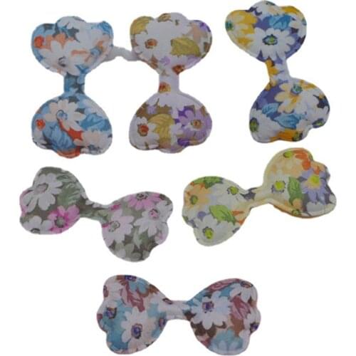 40Pcs 5.4*3.4CM Print Fabric Bowknot Padded Applique For DIY Clothes Shoes Hat Headwear Clips Crafts Decor Patches