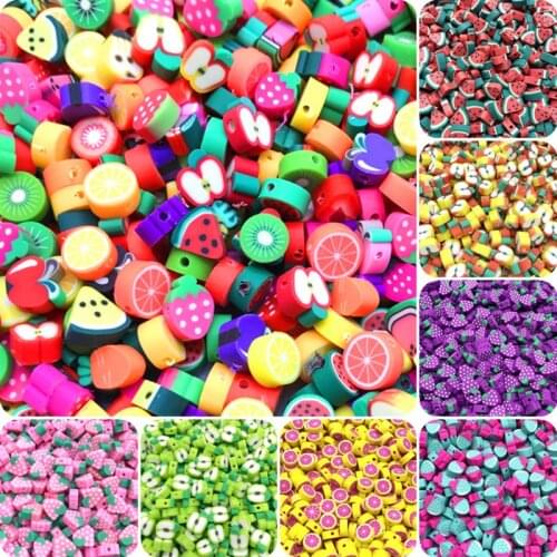 30pcs/lot 10mm Fruit Beads Polymer Clay Beads Mixed Color Polymer Clay Spacer Beads For Jewelry Making DIY Bracelet necklace