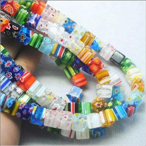 38pcs nice glass beads cubic square shape beads strings for bracelets making accessories size 8mm miffri glass beads