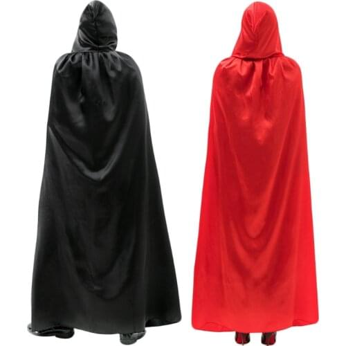 Adult Long Satin Cloak Halloween Christmas Party Hooded Fancy Cape Vampire Role 85LB