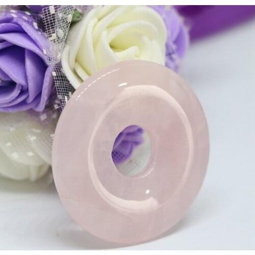 Elegant pink chalcedony jades stone circle coin flat round pendant fit diy chain necklace women accessory jewelry 4 sizes B1827