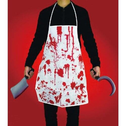 2pcs Nonwovens Halloween blood aprons Chef Hat Halloween costumes Bloodstained apron