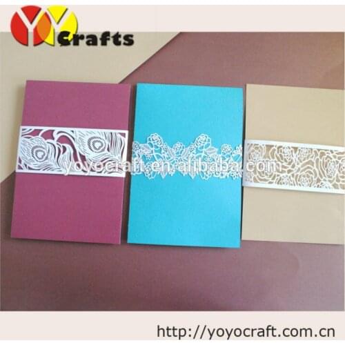 Personalize various designs and size wedding invitation card belly band sample