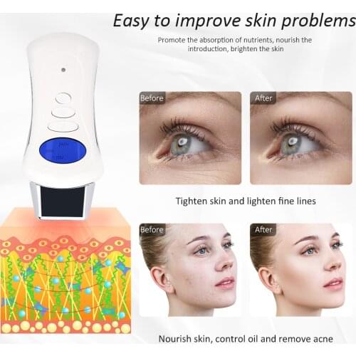 LCD Facial Care Tools Electric Mini USB Beauty Instrument Micro-current Ion galvanic Handheld Spa Device with 3 Massage Heads