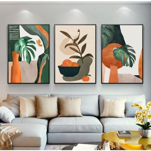 Canvas Paintings Printed Poster Green Plant Creative Living Room Sofa Background Wall Decoration Nordic Ins Home Decor