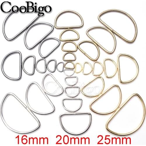 50pcs Metal D Ring Dee Loop Buckle for Adjustable Tactical Belt Ankle Strap Yoga Band Outdoor Backpack Accessory 16mm 20mm 25mm