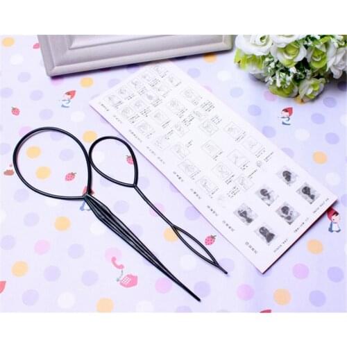 2Pcs Black Ponytail Creator Plastic Loop Styling Tools Tail Clip Hair Fashion Salon Hair Acessorios Braid Maker Styling Tool