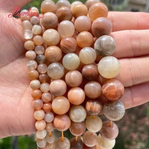 Natural Sunstone smooth Round multicolor Stone Beads Loose 6/10/12mm For DIY Necklace Bracelet Jewelry Making 15" Free Shipping