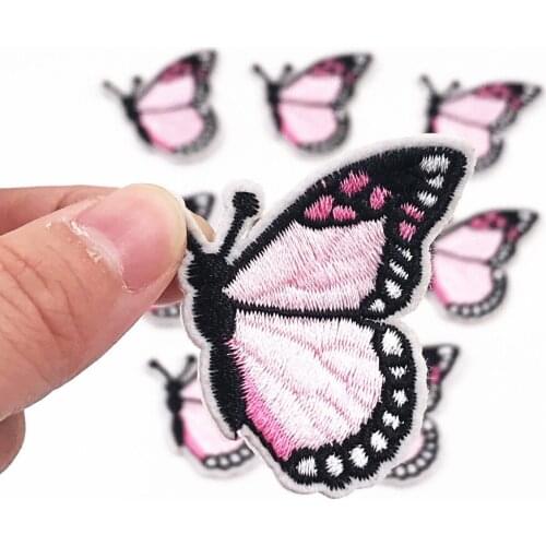 Top selling 10Pcs Butterfly Embroidery Patch Iron On Patches Clothing DIY Stripes Clothes Sewing On children Appliques Badges