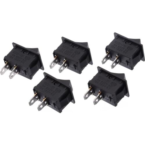 5pcs 2 Pins On/Off Rocker Switches SPST Rocker Switch AC 250V/6A 125V/10A Black For Home Appliances