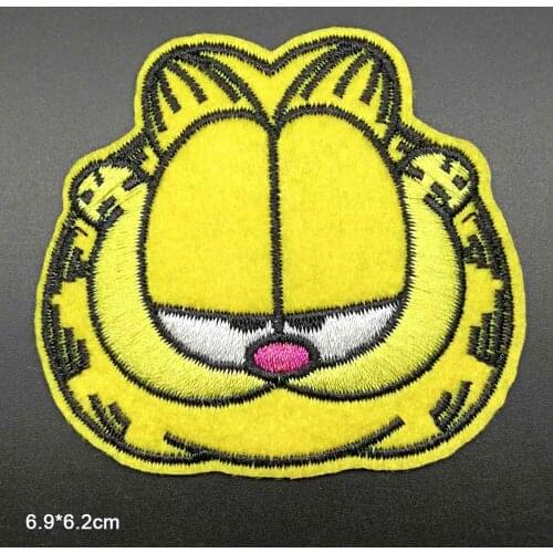 Cartoon Unhappy Cat Cock Iron on Embroidered Cloth Patch For Girls Boys Clothes Stickers Apparel Garment Accessories
