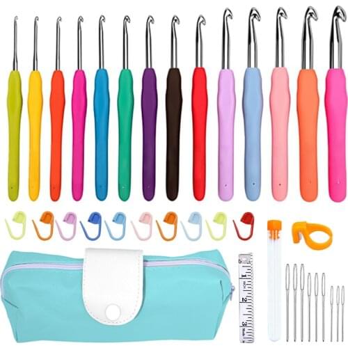 KAOBUY Crochet Hooks Set Crochet Large-Eye Blunt Yarn Weave Knitting Needles Kit Needle Set Weave Craft Tools With Bag