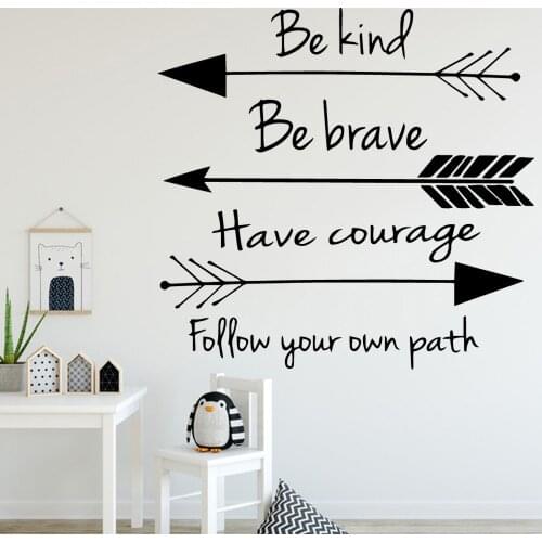 Arrow Be Kind Be Brave Quote Wall Sticker Vinyl Art Home Decor For Living Room Bedroom Decor Wallstickers Adesivo De Parede