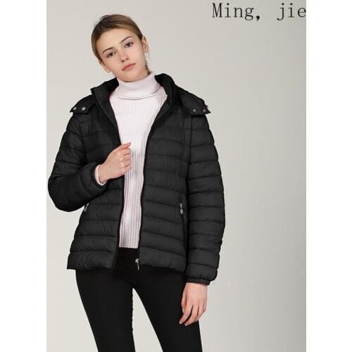 New Hooded Long-sleeved Cotton Jacket Womens Short Solid Color Lightweight Coat To Keep Warm, Large Size Luxury Autumn Winter