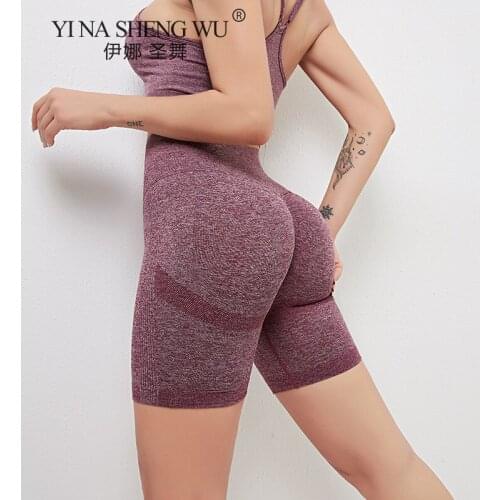 Slim Fit High Waist Yoga Sport Shorts Hip Push Up Women Plain Soft Nylon Fitness Jogging Shorts Tummy Control Workout Gym Shorts